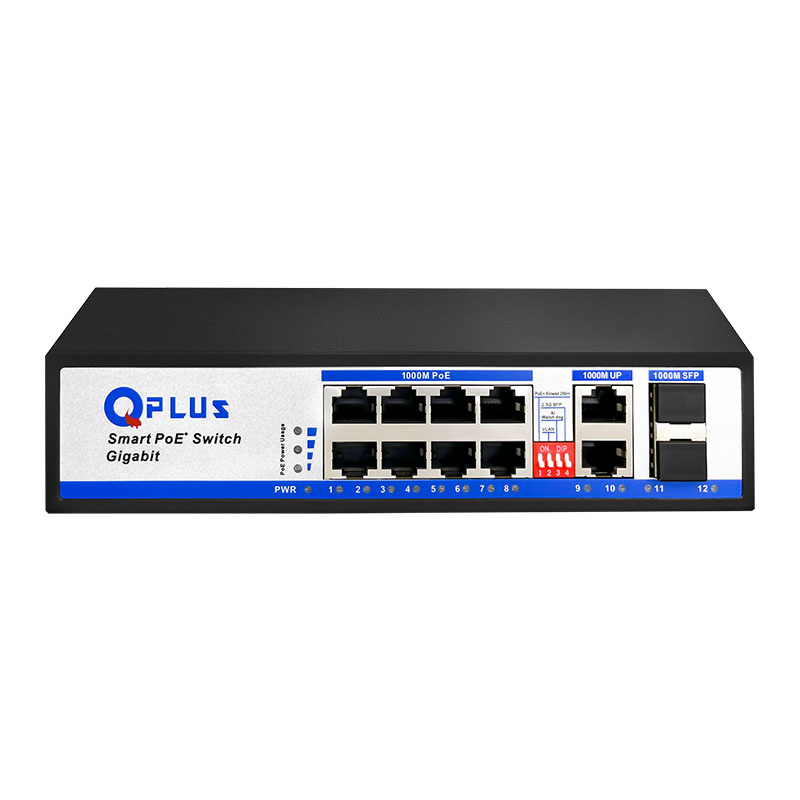 سوئیچ شبکه 12 پورت کیوپلاس مدل PL-PGA8002-S2